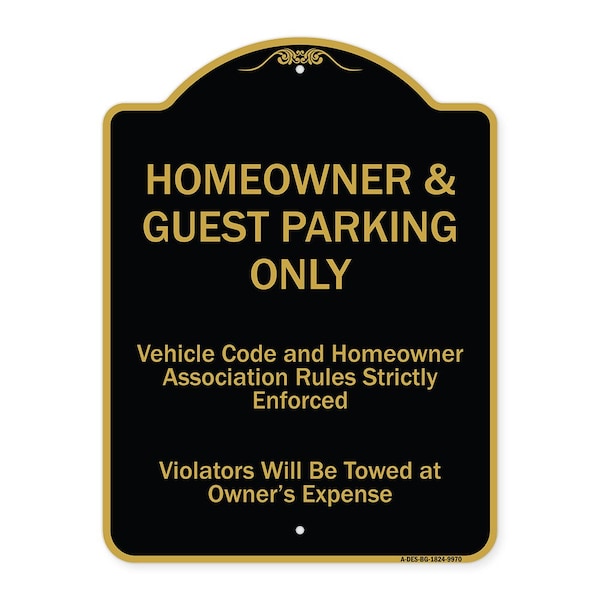 Designer Series-Homeowner & Guest Parking Only Black & Gold Heavy-Gauge Aluminum